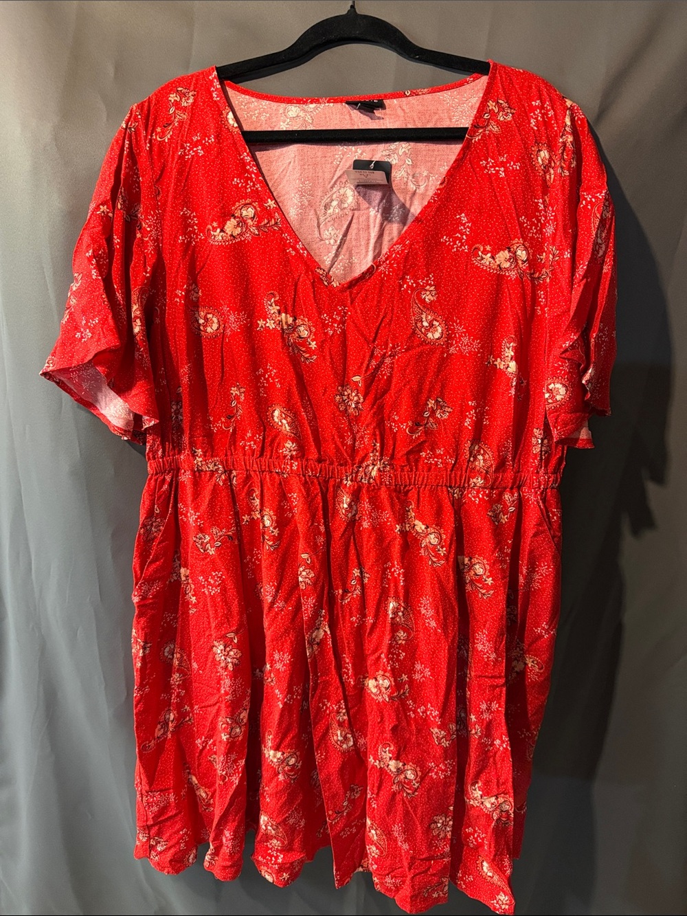 Red Floral V-Neck Women’s Mini Dress